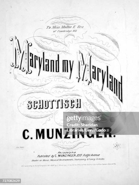 Sheet music cover image of the song 'maryland My Maryland Schottisch', with original authorship notes reading 'By C Munzinger', United States, 1862....