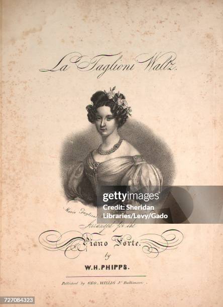 Sheet music cover image of the song 'La Taglioni Waltz', with original authorship notes reading 'Arranged for the Piano Forte by WH Phipps', United...