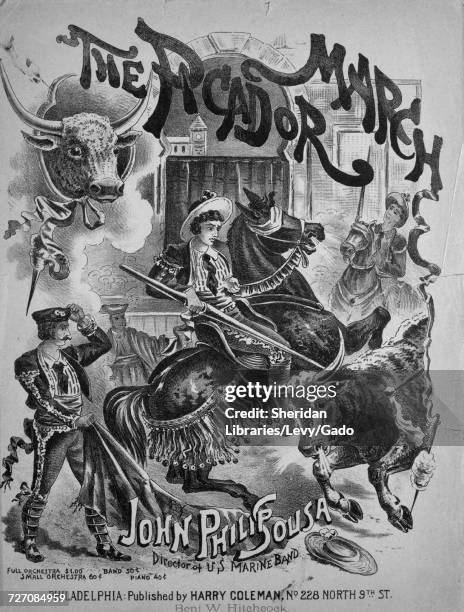 Sheet music cover image of the song 'the Picador March', with original authorship notes reading 'Composed by John Philip Sousa, Director of US Marine...