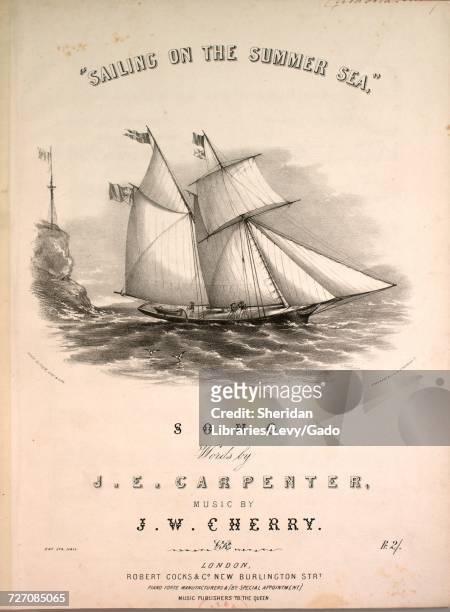 Sheet music cover image of the song 'sailing on the Summer Sea Song', with original authorship notes reading 'Words by JE Carpenter Music by JW...