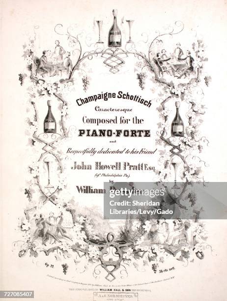 Sheet music cover image of the song 'Champagne Schottisch Caracteresque', with original authorship notes reading 'Composed for the Piano-Forte by...