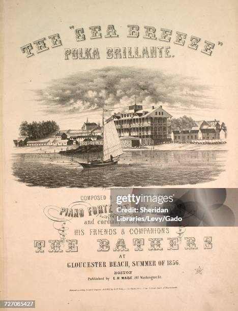 Sheet music cover image of the song 'the "Sea Breeze" Polka Brillante', with original authorship notes reading 'Composed and Arranged for the Piano...