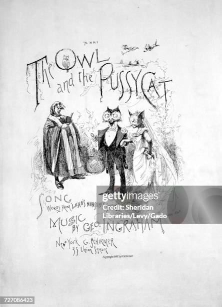 Sheet music cover image of the song 'the Owl and the Pussycat Song', with original authorship notes reading 'Words From Lear's Nonsense Songs Music...
