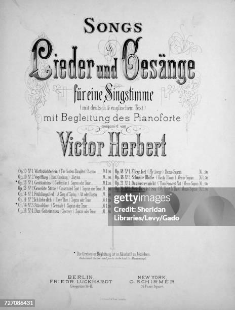 Sheet music cover image of the song 'songs Lieder und Gesange fur eine Singstimme mit Begleitung des Pianoforte Op21 No2 mein Herz ist treu ', with...