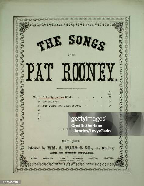 Sheet music cover image of the song 'the Songs of Pat Rooney No 1 O'Reilly, You're NG', with original authorship notes reading 'Words by Harry...