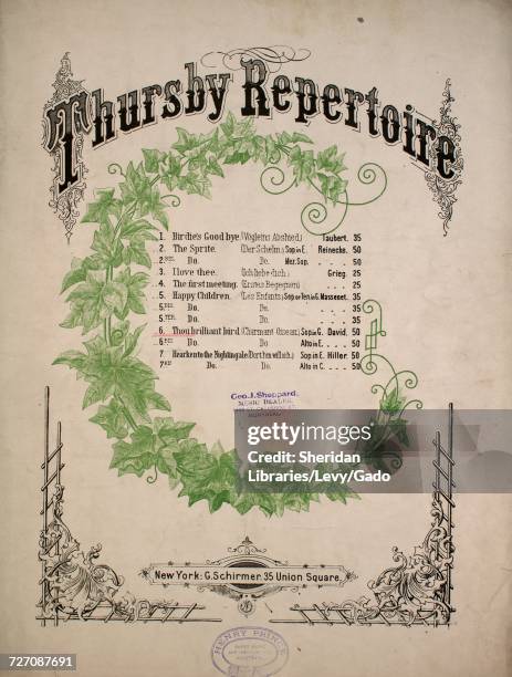 Sheet music cover image of the song 'thursby Repertoire No 6 Thou Brilliant Bird ', with original authorship notes reading 'From La Perle du Bresil...