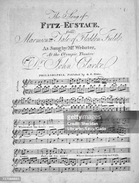 Sheet music cover image of the song 'the Song of Fitz-Eustace from Marmion, a Tale of Flodden Field', with original authorship notes reading...