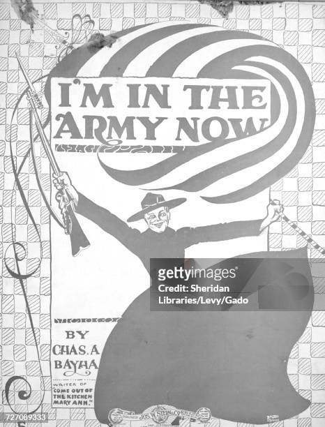 Sheet music cover image of the song 'I'm in the Army Now', with original authorship notes reading 'By Chas A Bayha', United States, 1917. The...