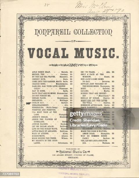 Sheet music cover image of the song 'Nonpareil Collection of Vocal Music Dublin Bay', with original authorship notes reading 'Words by Mrs Crawford...