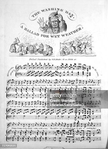Sheet music cover image of the song 'the Washing Day A Ballad For Wet Weather', with original authorship notes reading 'na', United States, 1900. The...