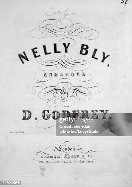 Sheet music cover image of the song 'Nelly Bly', with original authorship notes reading 'Written and Composed by Stephen C Foster Arranged by D...