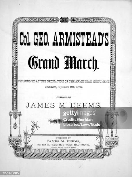 Sheet music cover image of the song 'Col Geo Armistead's Grand March', with original authorship notes reading 'Composed By James M Deems', United...