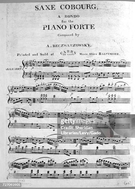 Sheet music cover image of the song 'saxe Cobourg A Rondo for the Piano Forte', with original authorship notes reading 'Composed by A Beczwarzowsky',...