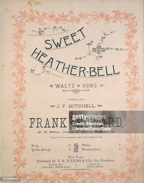 Sheet music cover image of the song 'sweet Heather-Bell Waltz Song', with original authorship notes reading 'Words by JF Mitchell Music by Frank...