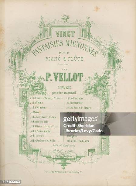 Sheet music cover image of the song 'Vingt Fantaisies Mignonnes Pour Piano and Flute Moise Fantaisie Concertante pour Piano et Violon', with original...