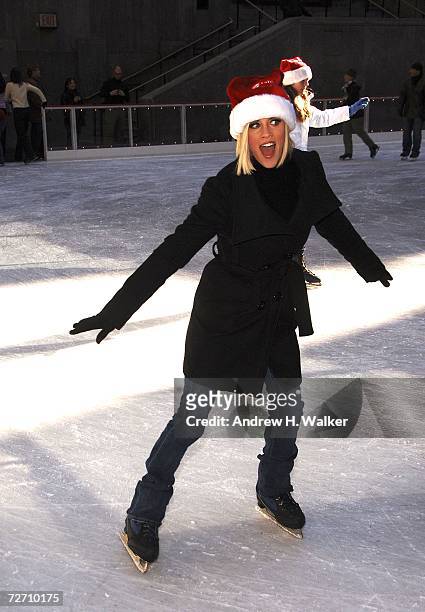 S Santa Baby's Jenny McCarthy ice skates at the Rockefeller Center Ice Rink during the ABC Family 25 Days Of Christmas Winter Wonderland Event...