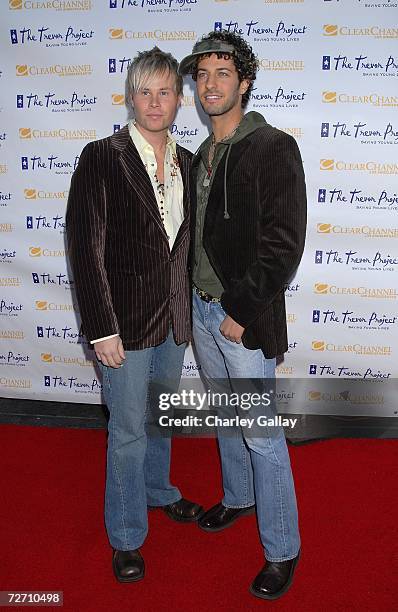 Musicians Jason and deMarco arrive at The Trevor Project's 9th annual Cracked XMas "Mistletoe, Mischief & Myrrh!" event, honoring actress Roseanne...