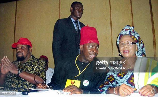 Former Biafra warlord Emeka Odumegwu-Ojukwu who emerged as the All Progressives Grand Alliance 's presidential aspirant for 2007 elections after...