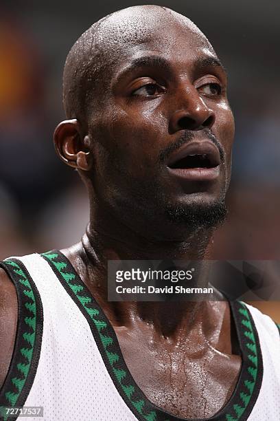 Kevin Garnett of the Minnesota Timberwolves stands on the court during the game against the New York Knicks on November 22, 2006 at the Target Center...