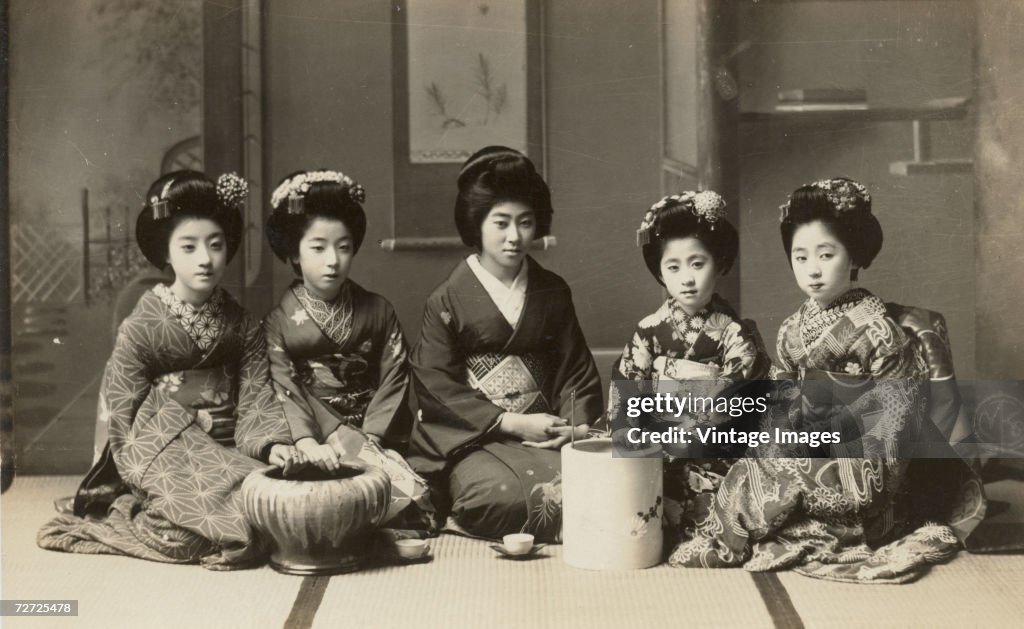 Five Women Dressed As Geishas