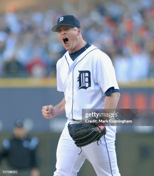 Jeremy Bonderman of the Detroit Tigers pitching during Game Four of the 2006 American League Division Series on October 7, 2006 between the Detroit...