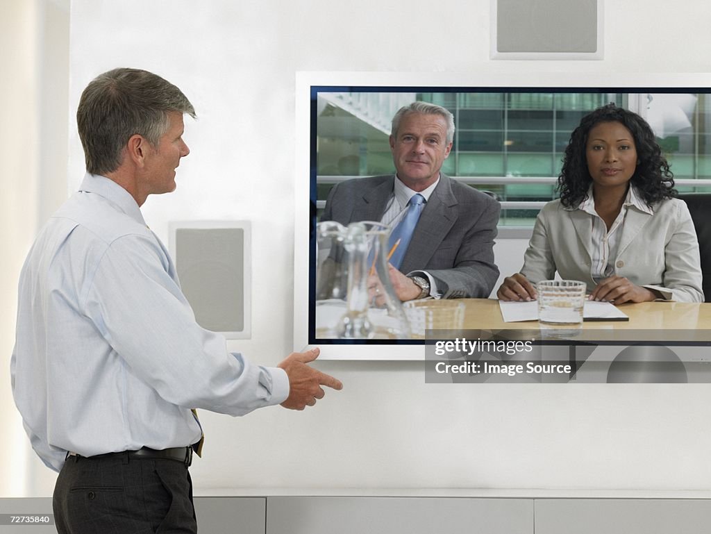 Businesspeople having video conference