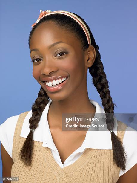 female african american high school student - braided hairstyles for african american girls stock pictures, royalty-free photos & images