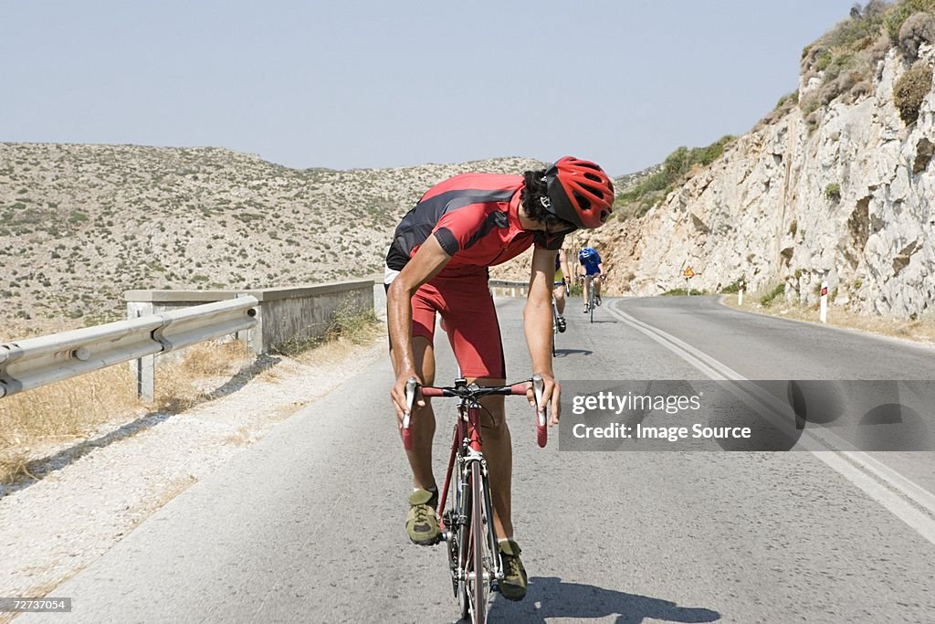 Cyclist looking over shoulder