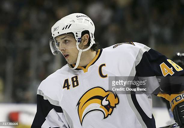 Daniel Briere of the Buffalo Sabres skates in the third period against the Tampa Bay Lightning at the St. Pete Times Forum December 5, 2006 in Tampa,...