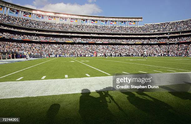General view of Qualcomm Stadium taken from the sidelines during the game between the San Diego Chargers and the Oakland Raiders on November 26, 2006...
