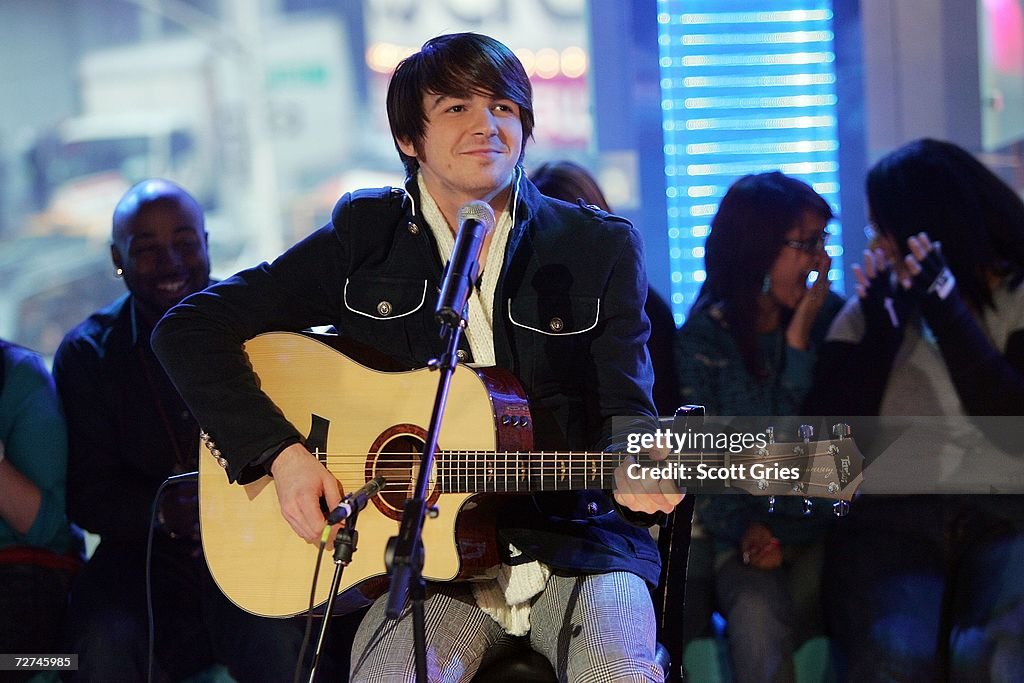Drake Bell Singer Singer/actor Drake Bell performs onstage during MTV's Total Request ...