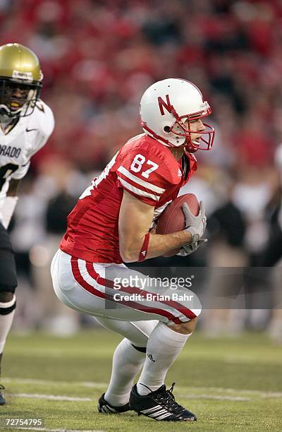 Nate Swift of the Nebraska Cornhuskers carries the ball during the game against the Colorado Buffaloes on November 24, 2006 at Memorial Stadium in...