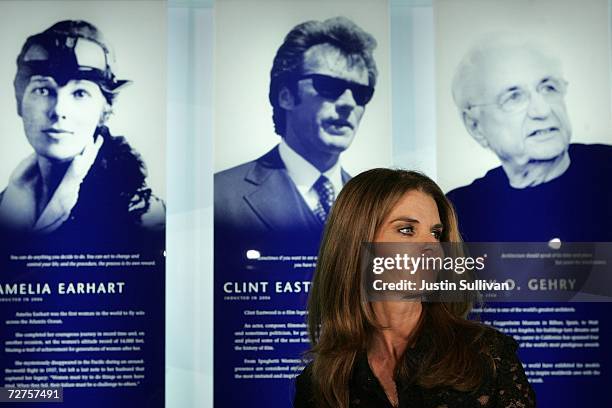 California first lady Maria Shriver speaks to members of the media before the induction of the first ever California Hall of Fame December 6, 2006 in...