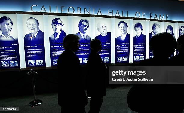 Guests attend a preview of the California Hall of Fame December 6, 2006 in Sacramento, California. The Hall of Fame, which was conceived by...