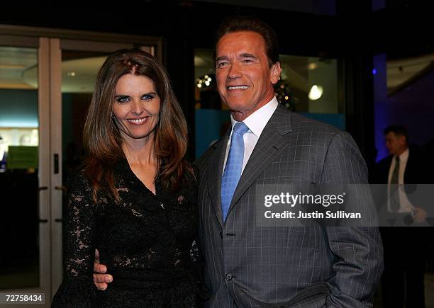 California Gov. Arnold Schwarzenegger and first lady Maria Shriver attend the induction ceremony for the California Hall of Fame December 6, 2006 in...