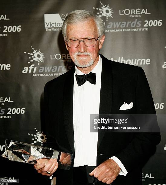 Cinematograoher Ian Jones poses with the AFI Longford Life Achievement Award backstage at the L'Oreal Paris 2006 AFI Awards at the Melbourne...