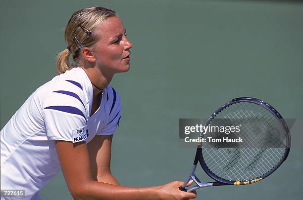 Anne Gaelle-Sidot is ready on the court during the game against Ai Sugiyama during the Estyle.com Classic at the Manhattan Country Club in Manhattan...