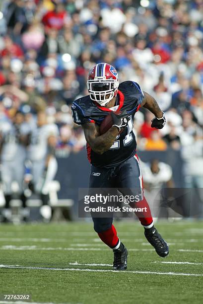 Running back Willis McGahee of the Buffalo Bills carries the ball against the Jacksonville Jaguars on November 26, 2006 at Ralph Wilson Stadium in...