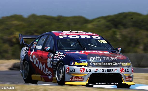 Craig Lowndes of Triple Eight Racing in action during practice for round 13 of the V8 Supercars at the Phillip Island Circuit December 8, 2006 in...