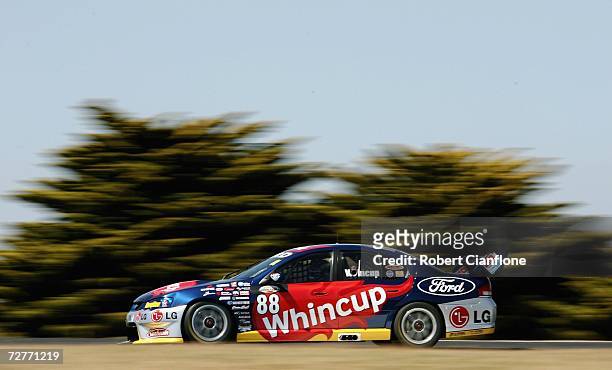 Jamie Whincup of Triple Eight Racing in action during practice for round 13 of the V8 Supercars at the Phillip Island Circuit December 8, 2006 in...