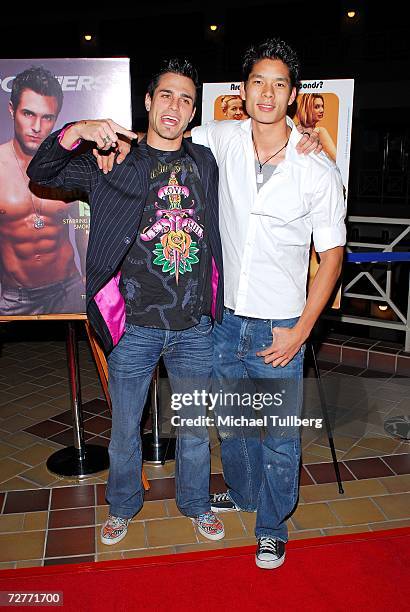 Actors Marco Dapper and Andrew Ley arrive at the world premiere of the new movie "Eating Out 2", held at the Sunset 5 Theater on December 7 in West...