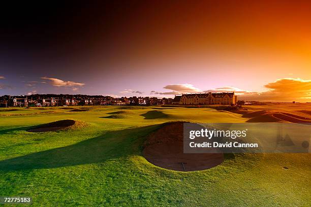 The 245 yds, par 3, 16th hole 'Barry Burn' on the Carnoustie Championship Course, venue for the 2007 Open Championship on September 7th in...