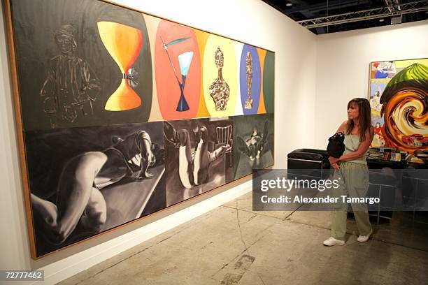 Art from Mary Boone Gallery on display during Art Basel Miami 2006 at the Miami Beach Convention Center on December 7, 2006 in Miami, Florida.