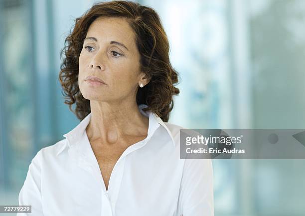 business woman, portrait - curly hair woman white shirt stock pictures, royalty-free photos & images