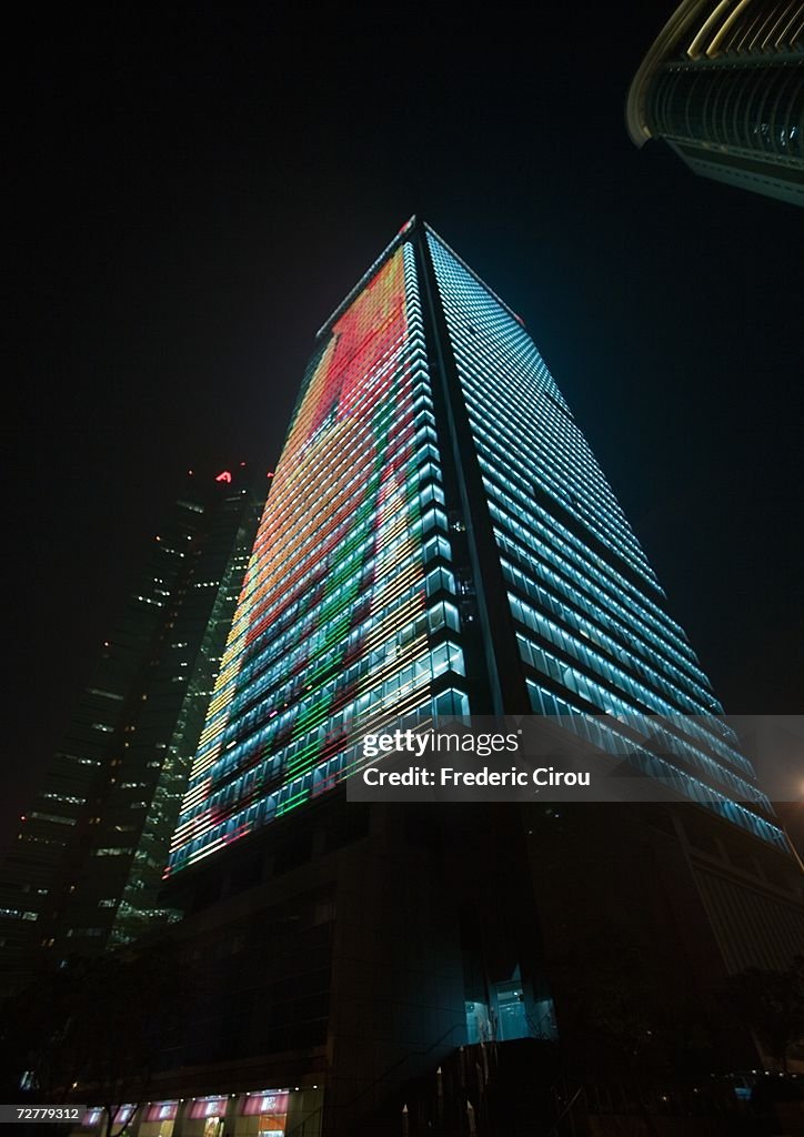 Skyscraper at night, Shanghai, China