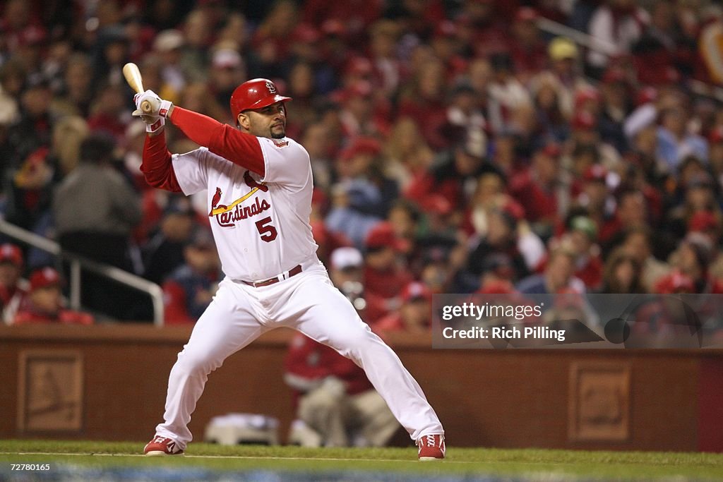 Albert Pujols of the St. Louis Cardinals bats during Game Five of the  News Photo - Getty Images