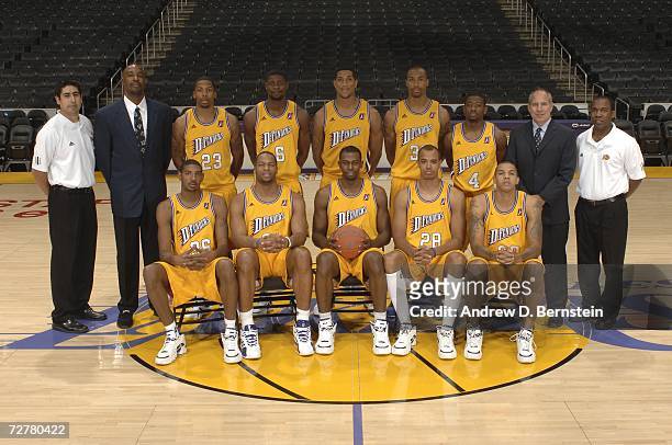 The Los Angeles D-Fenders pose for their team photo before the game against the Tulsa 66ers on December 8, 2006 at Staples Center in Los Angeles,...