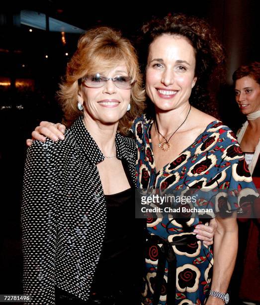 Actresses Jane Fonda and Andie MacDowell attend the 2006 International Documentary Association Achievement Awards gala at the Directors Guild of...