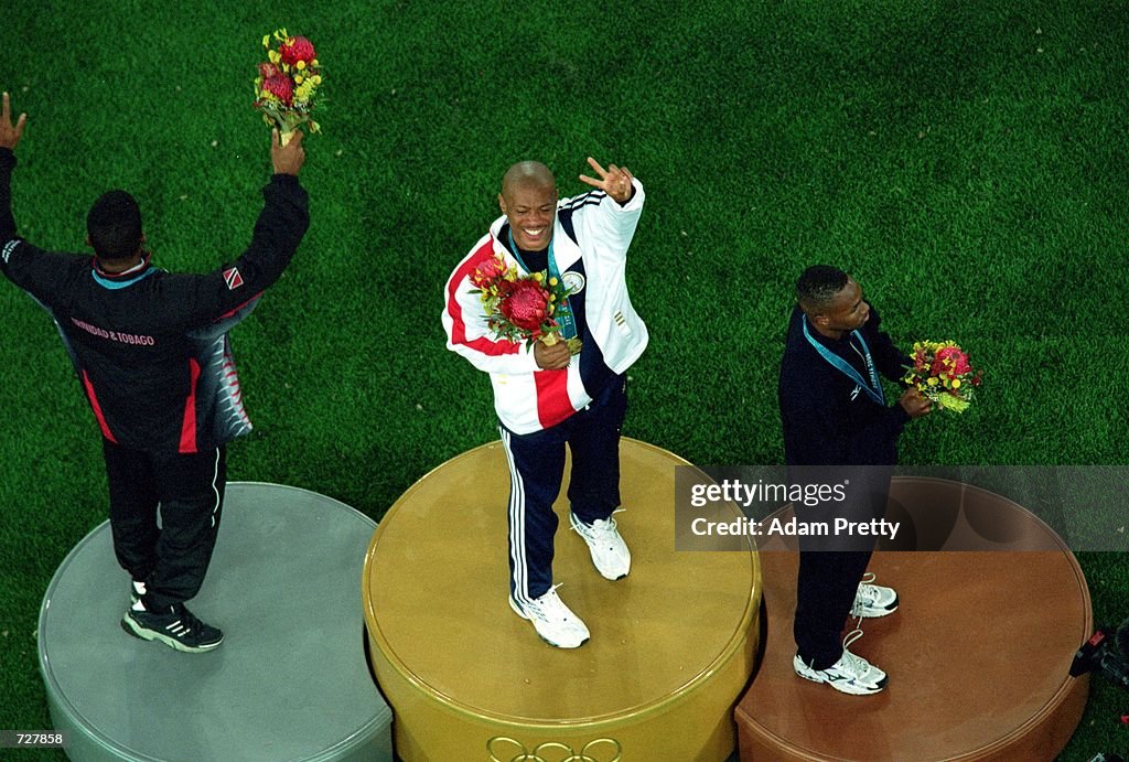 Obadle Obadele Thompson of Barbados Bronze, Maurice Greene of the USA Gold ...