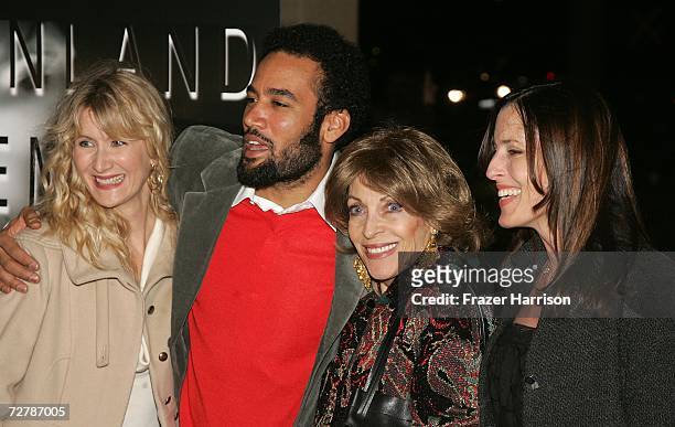 Actress Laura Dern, Ben Harper, Veronique Peck and Cecilia Peck pose at the Los Angeles Premiere Of "Inland Empire" held at the LACMA Museum on...